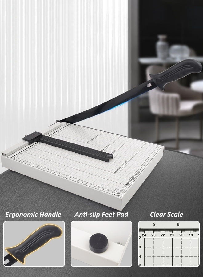 Hanayo A4 Paper Cutter Graduated Paper Trimmer Stable Metal Base Manual Paper Cutter for Photo Coupons Labels Card Cuts Home and Office Use(White/Black) - Image 3